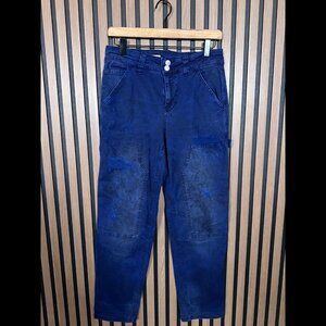 Pilcro Cargo Pants 26 Womens Blue Carpenter Double Knee Chambray 2 Button